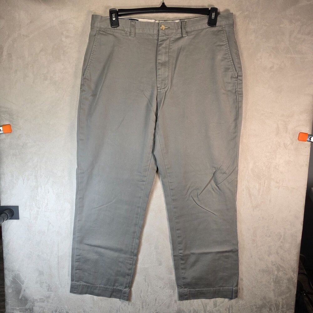 Polo Ralph Lauren Men's Gray Cotton Twill Chino Pants Flat Front 36 x 30